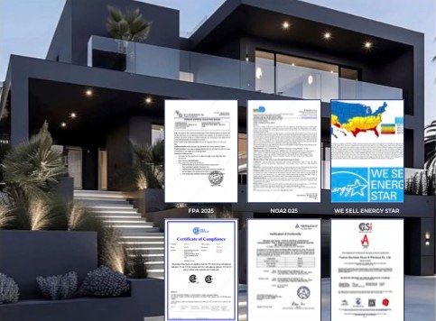 KDBOSHI international certifications: FPA, NOA, ENERGY STAR, CSA, CE, AS2047